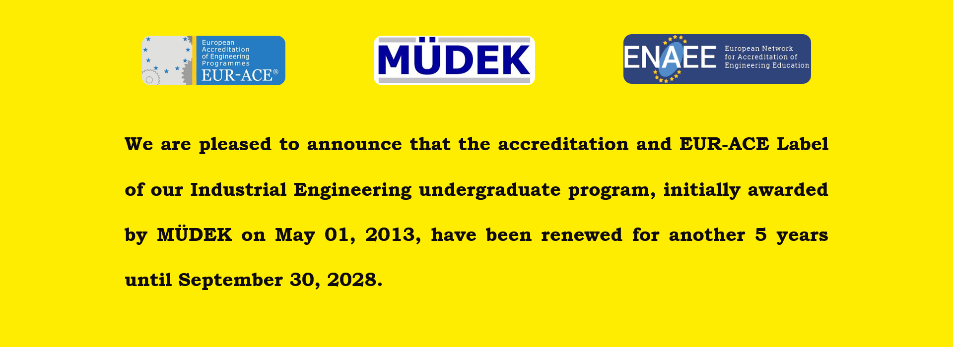 Our MÜDEK accreditation has been extended for another 5 years